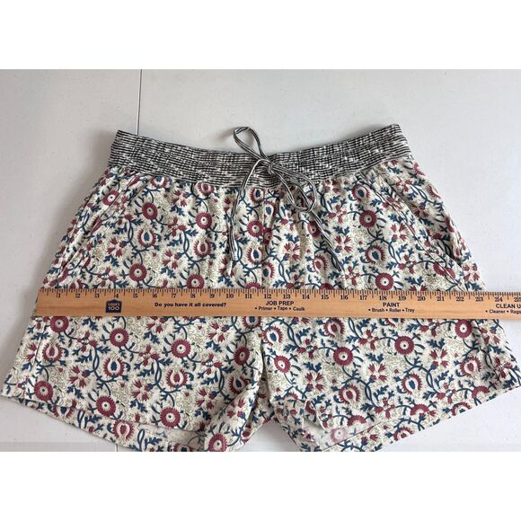 Dylan Women's Pull On Floral Shorts Red Blue Cream Cotton Drawstring Size L - Picture 8 of 12